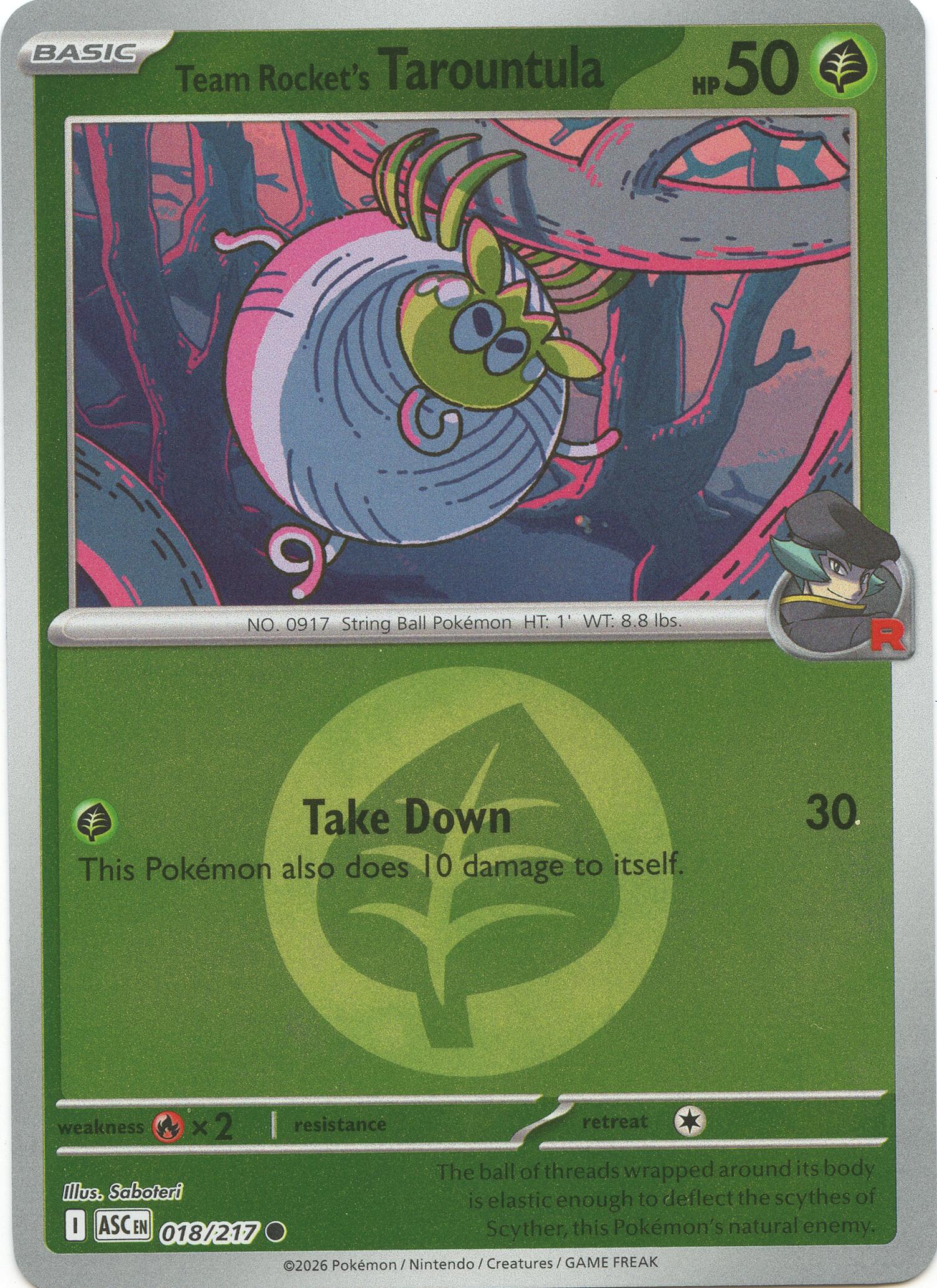 Team Rocket's Tarountula (018/217) (Energy Symbol Pattern) [Mega Evolution: Ascended Heroes] | Total Play