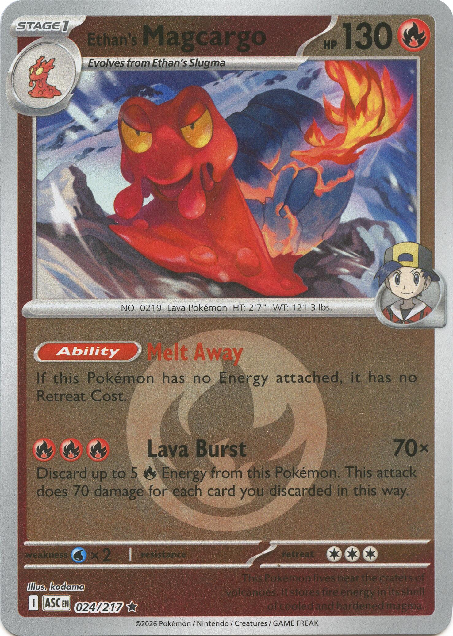 Ethan's Magcargo (024/217) (Energy Symbol Pattern) [Mega Evolution: Ascended Heroes] | Total Play