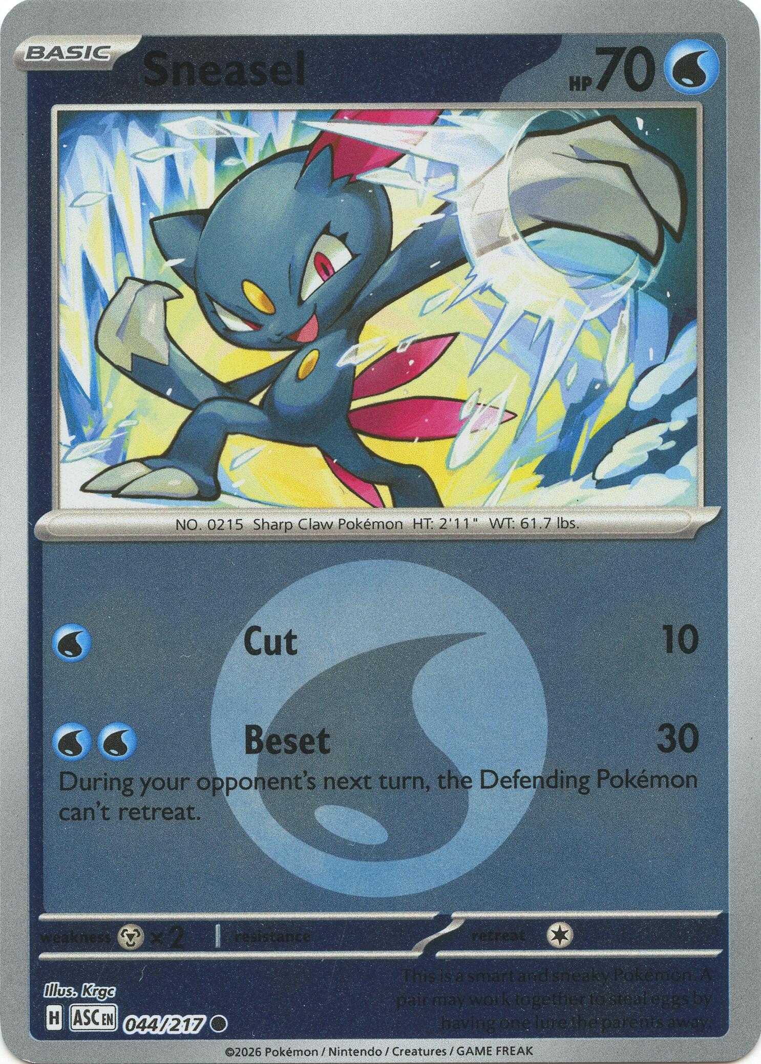 Sneasel (044/217) (Energy Symbol Pattern) [Mega Evolution: Ascended Heroes] | Total Play