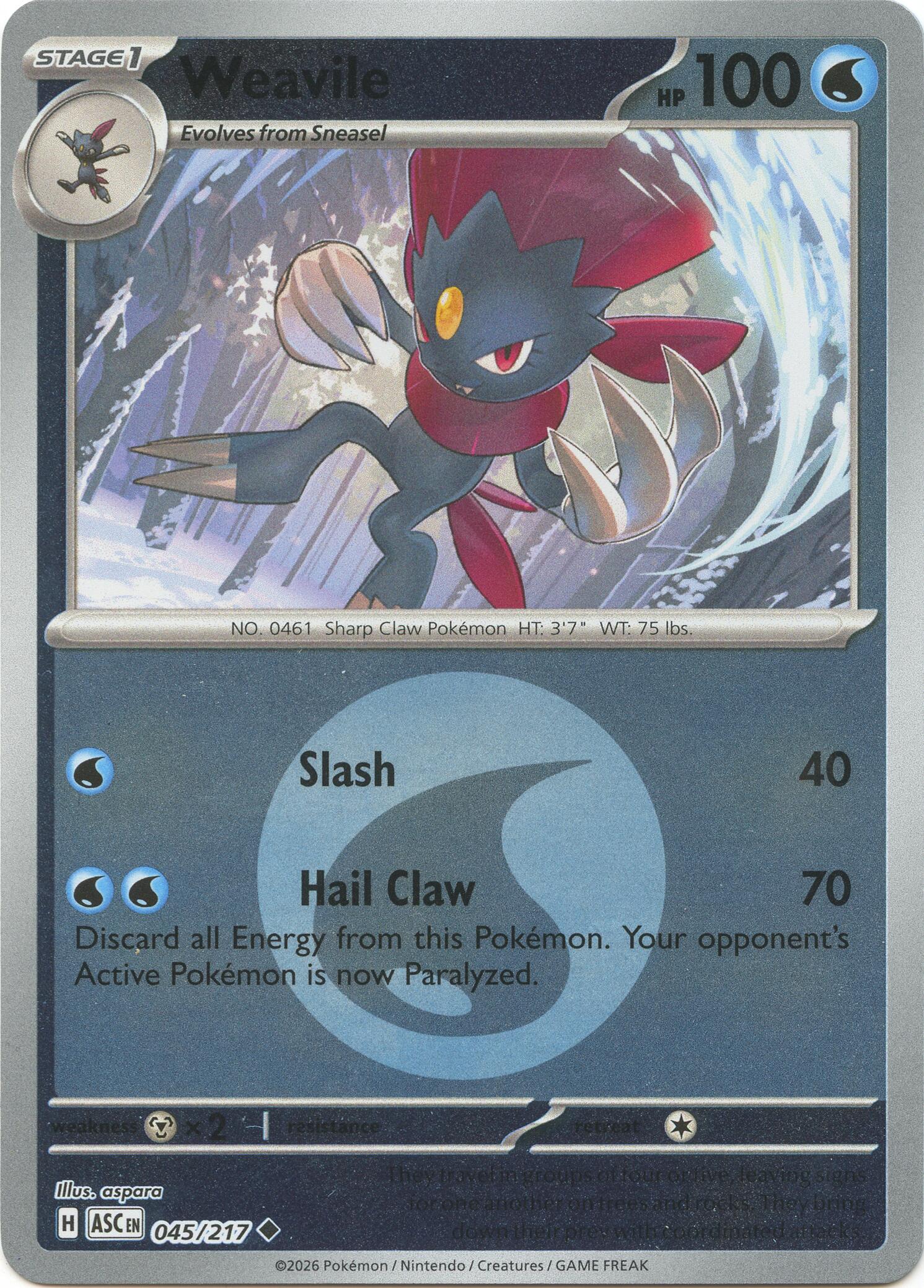 Weavile (045/217) (Energy Symbol Pattern) [Mega Evolution: Ascended Heroes] | Total Play
