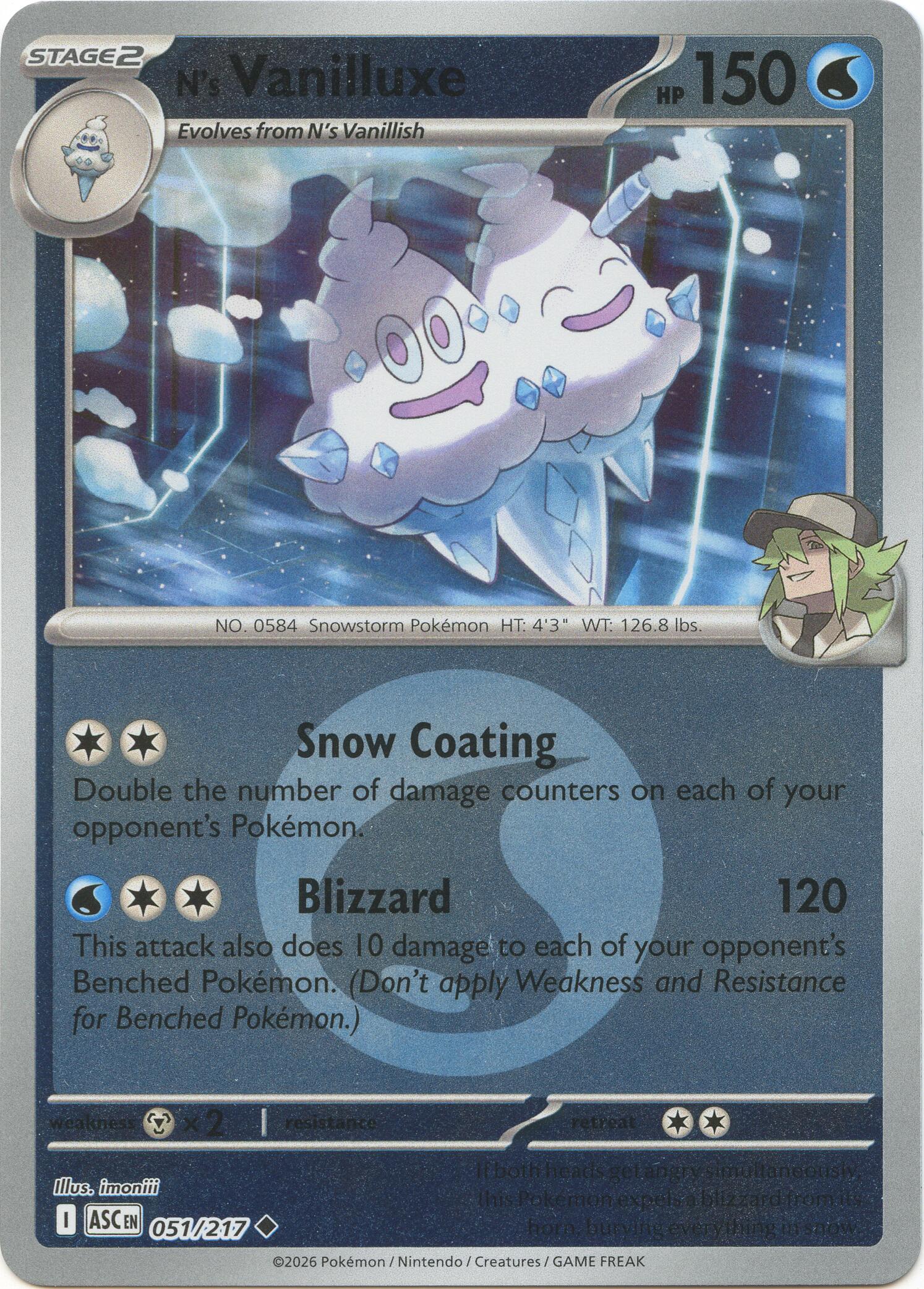 N's Vanilluxe (051/217) (Energy Symbol Pattern) [Mega Evolution: Ascended Heroes] | Total Play