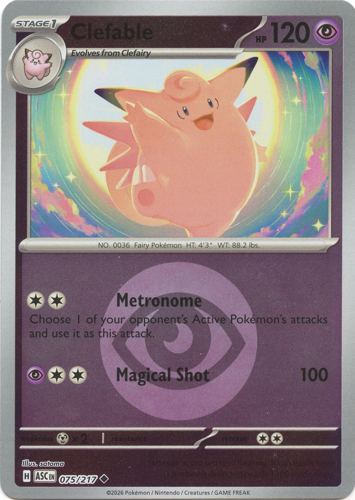 Clefable (075/217) (Energy Symbol Pattern) [Mega Evolution: Ascended Heroes] | Total Play
