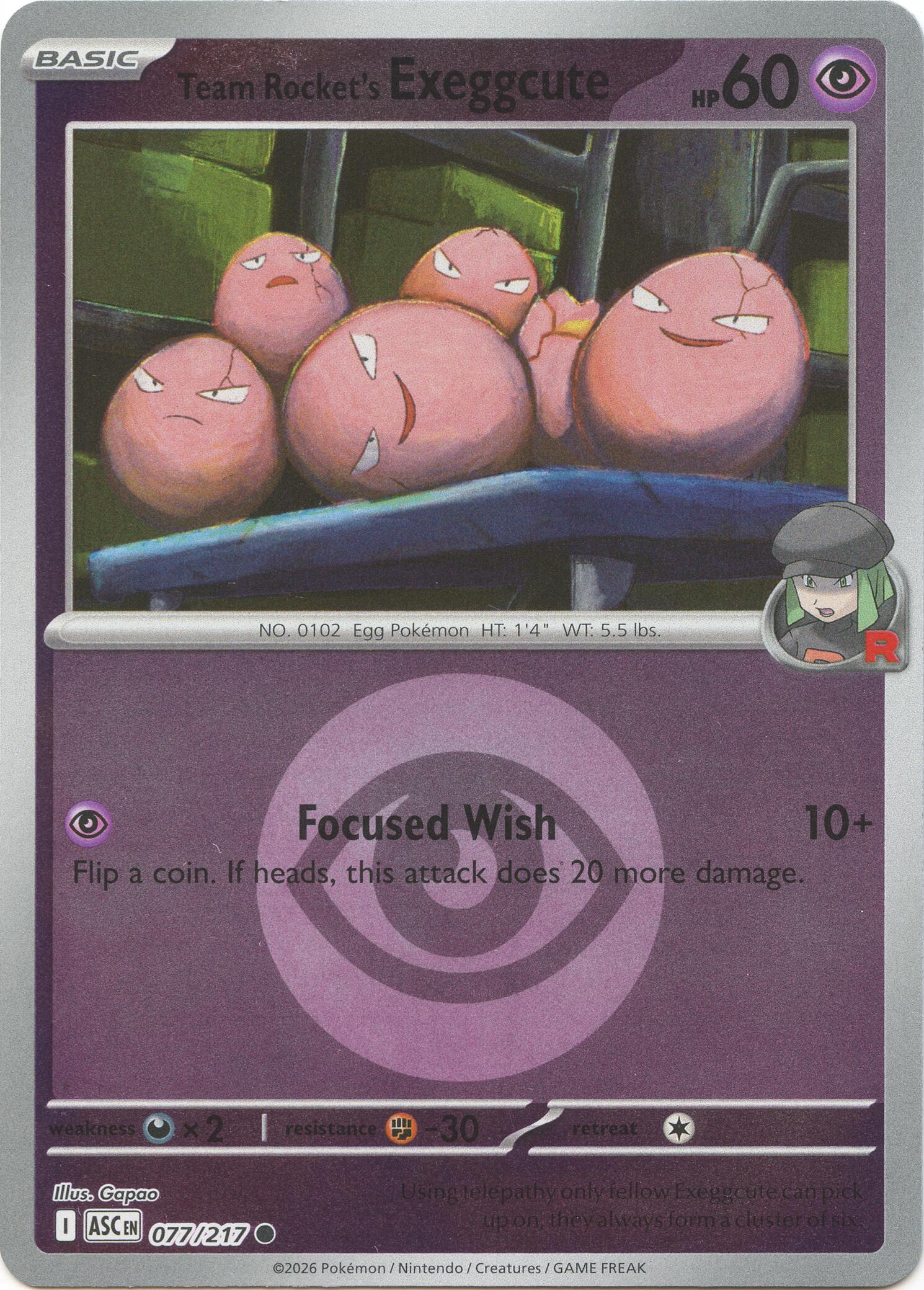 Team Rocket's Exeggcute (077/217) (Energy Symbol Pattern) [Mega Evolution: Ascended Heroes] | Total Play