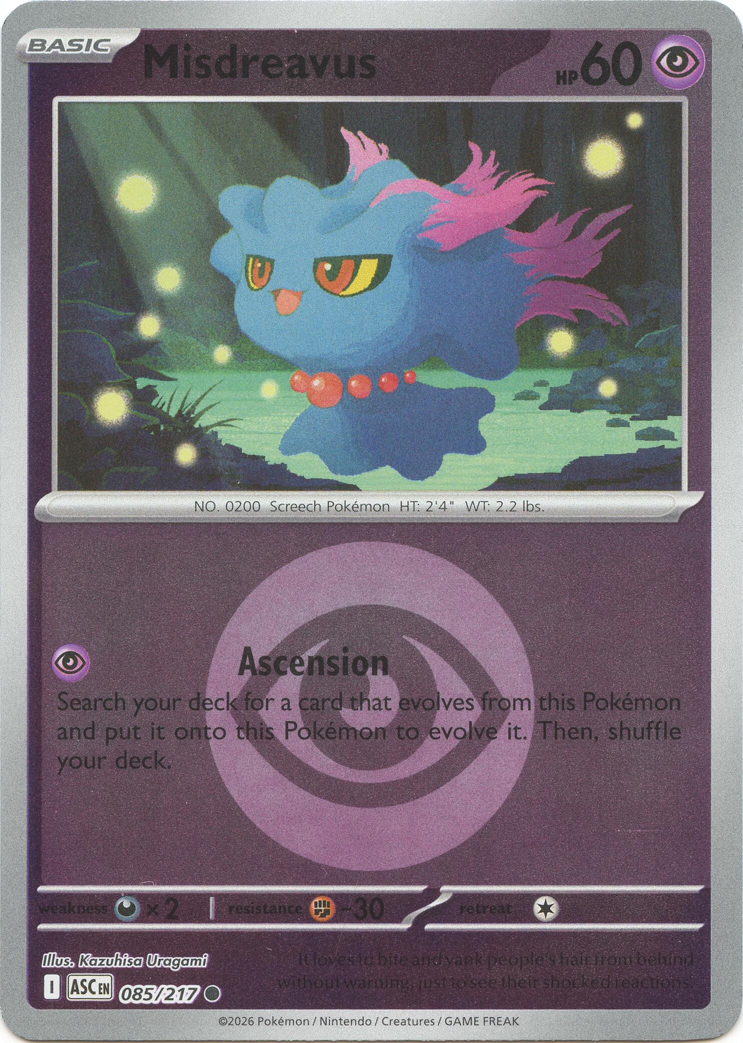 Misdreavus (085/217) (Energy Symbol Pattern) [Mega Evolution: Ascended Heroes] | Total Play