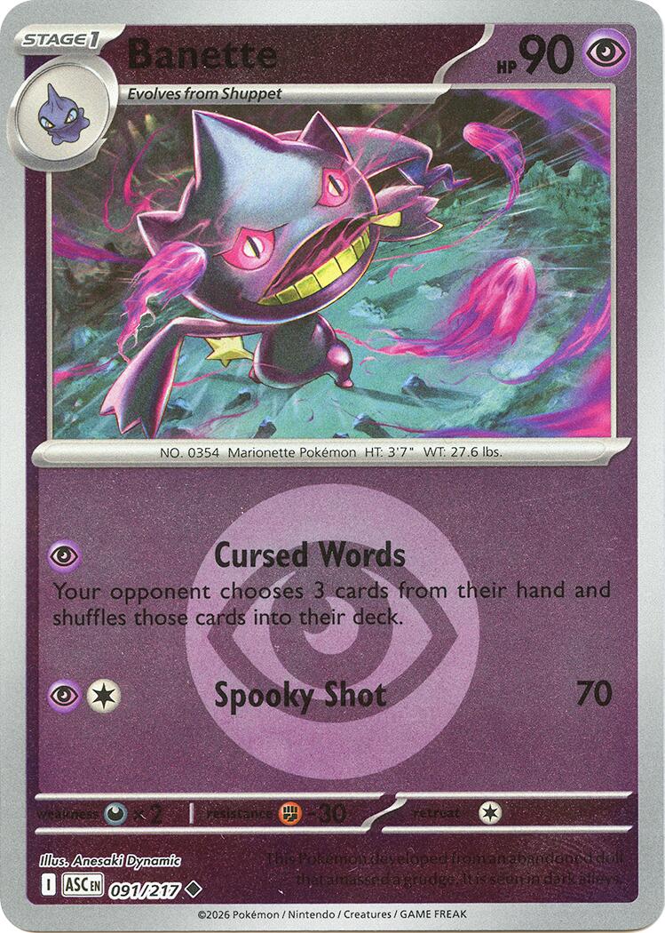 Banette (091/217) (Energy Symbol Pattern) [Mega Evolution: Ascended Heroes] | Total Play