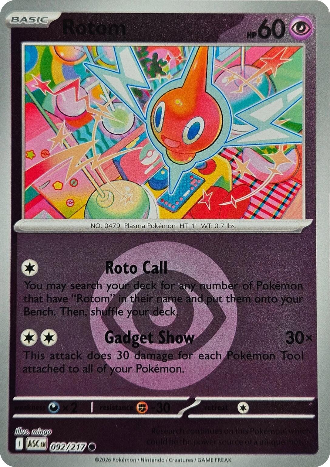 Rotom (092/217) (Energy Symbol Pattern) [Mega Evolution: Ascended Heroes] | Total Play