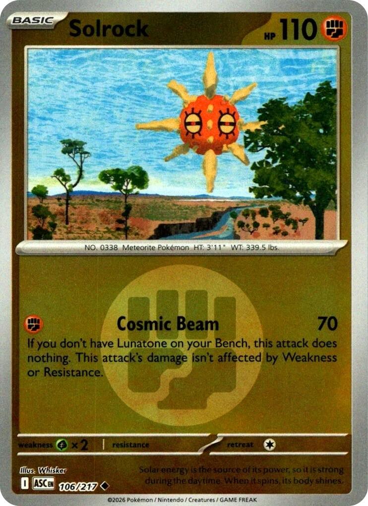 Solrock (106/217) (Energy Symbol Pattern) [Mega Evolution: Ascended Heroes] | Total Play