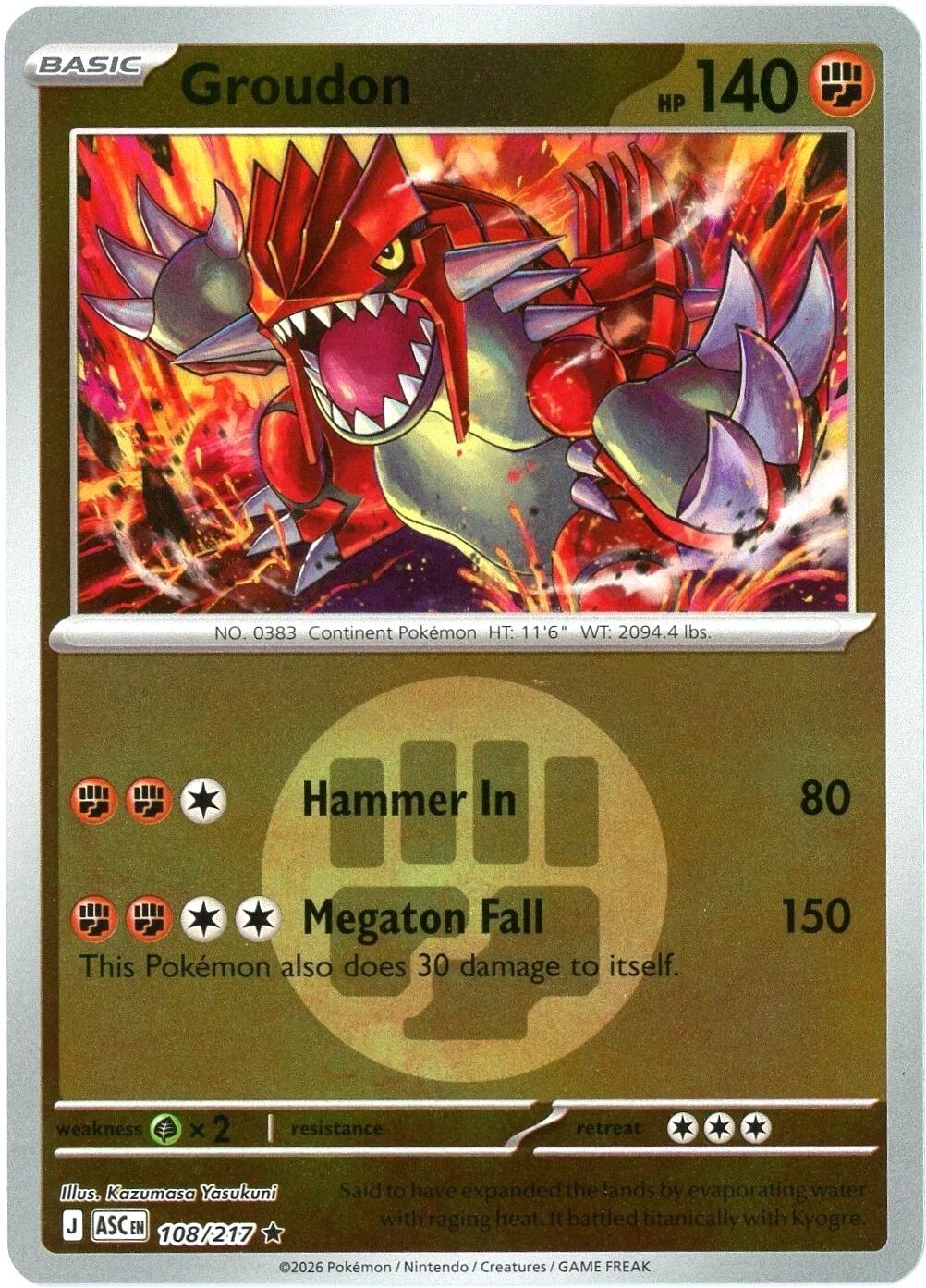 Groudon (108/217) (Energy Symbol Pattern) [Mega Evolution: Ascended Heroes] | Total Play