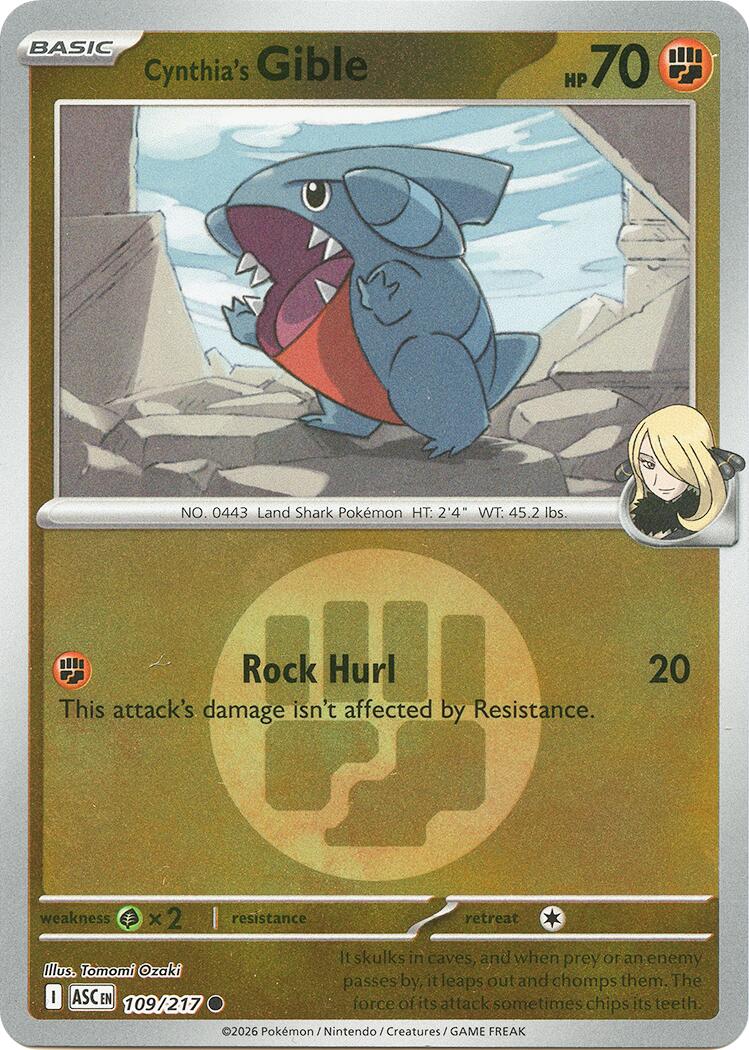 Cynthia's Gible (109/217) (Energy Symbol Pattern) [Mega Evolution: Ascended Heroes] | Total Play