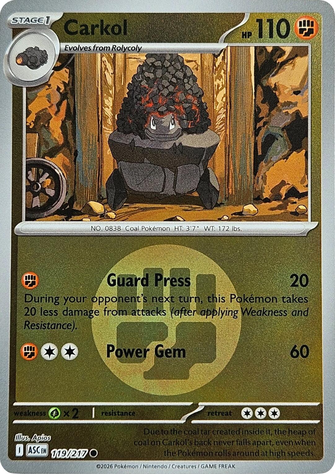 Carkol (119/217) (Energy Symbol Pattern) [Mega Evolution: Ascended Heroes] | Total Play