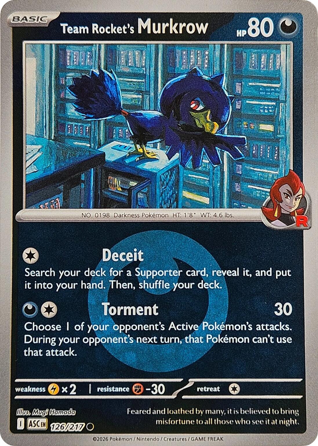 Team Rocket's Murkrow (126/217) (Energy Symbol Pattern) [Mega Evolution: Ascended Heroes] | Total Play