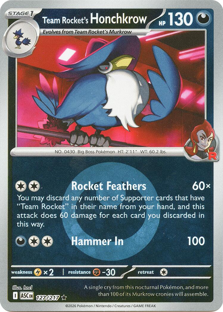 Team Rocket's Honchkrow (127/217) (Energy Symbol Pattern) [Mega Evolution: Ascended Heroes] | Total Play
