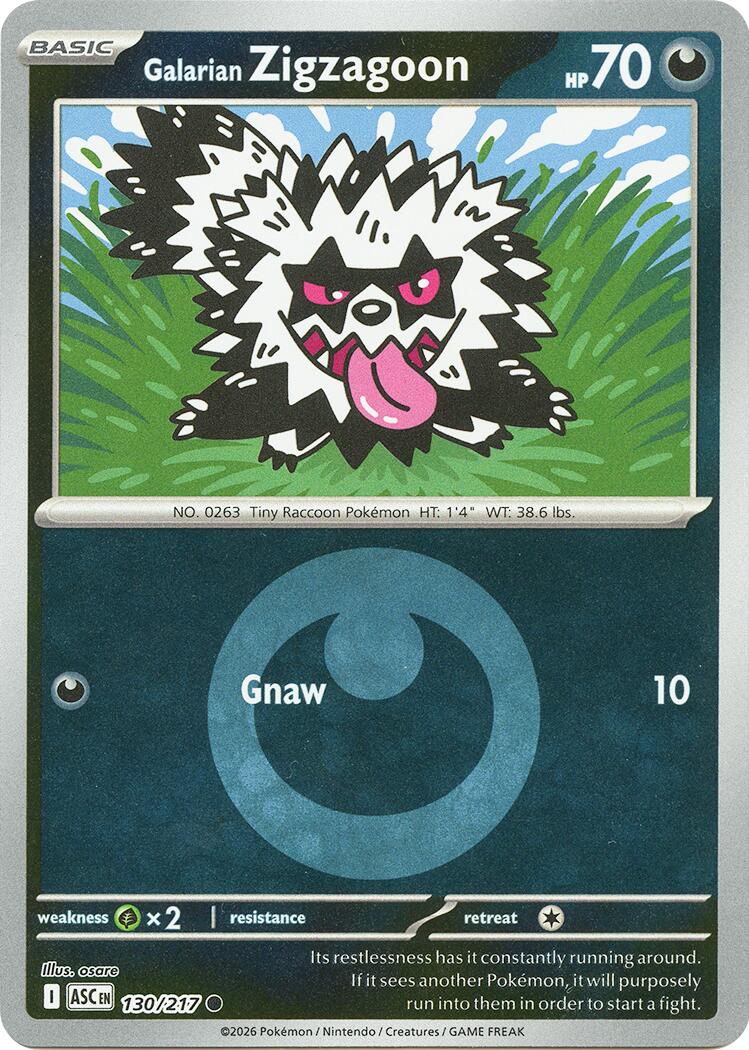 Galarian Zigzagoon (130/217) (Energy Symbol Pattern) [Mega Evolution: Ascended Heroes] | Total Play