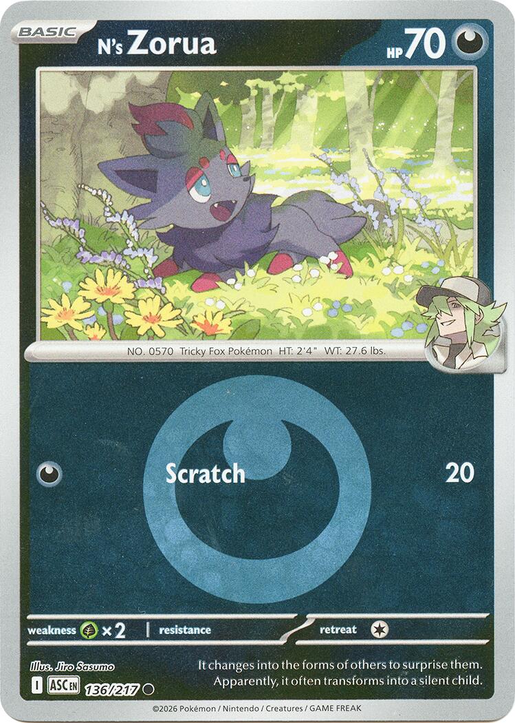 N's Zorua (136/217) (Energy Symbol Pattern) [Mega Evolution: Ascended Heroes] | Total Play