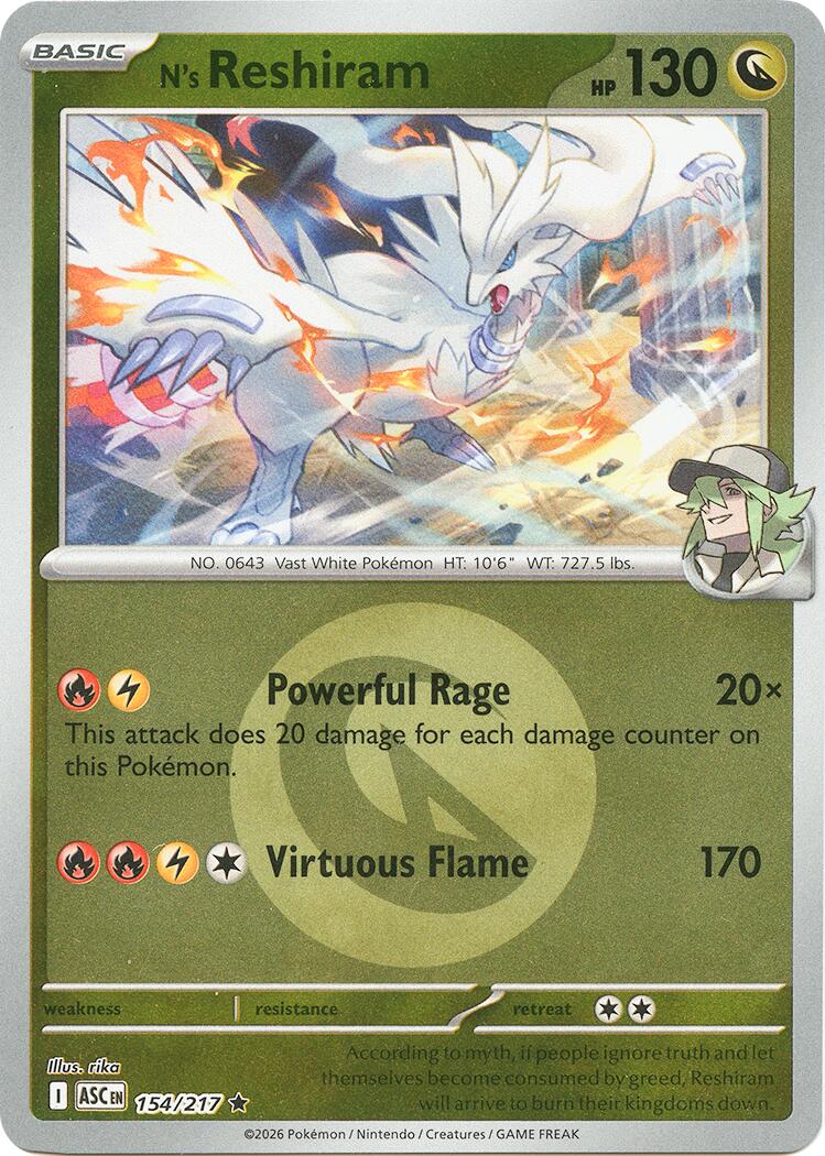 N's Reshiram (154/217) (Energy Symbol Pattern) [Mega Evolution: Ascended Heroes] | Total Play