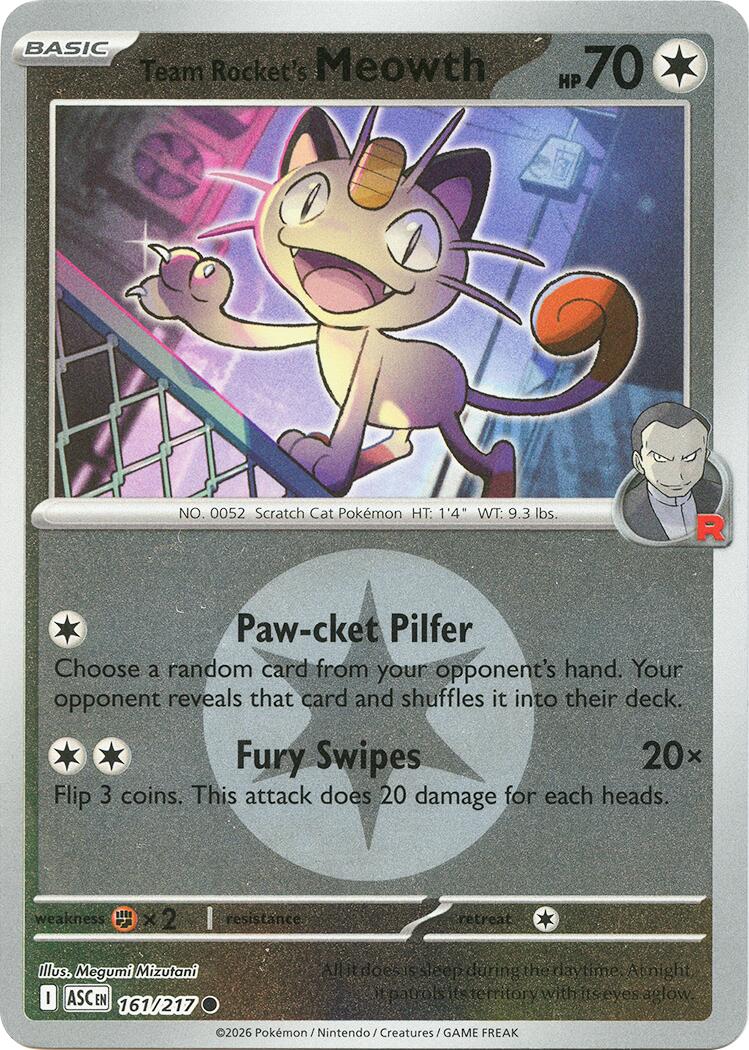 Team Rocket's Meowth (161/217) (Energy Symbol Pattern) [Mega Evolution: Ascended Heroes] | Total Play