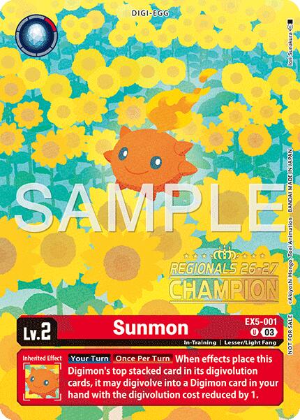 Sunmon [EX5-001] (Regionals 26-27 Season 1 Champion) [Animal Colosseum] | Total Play