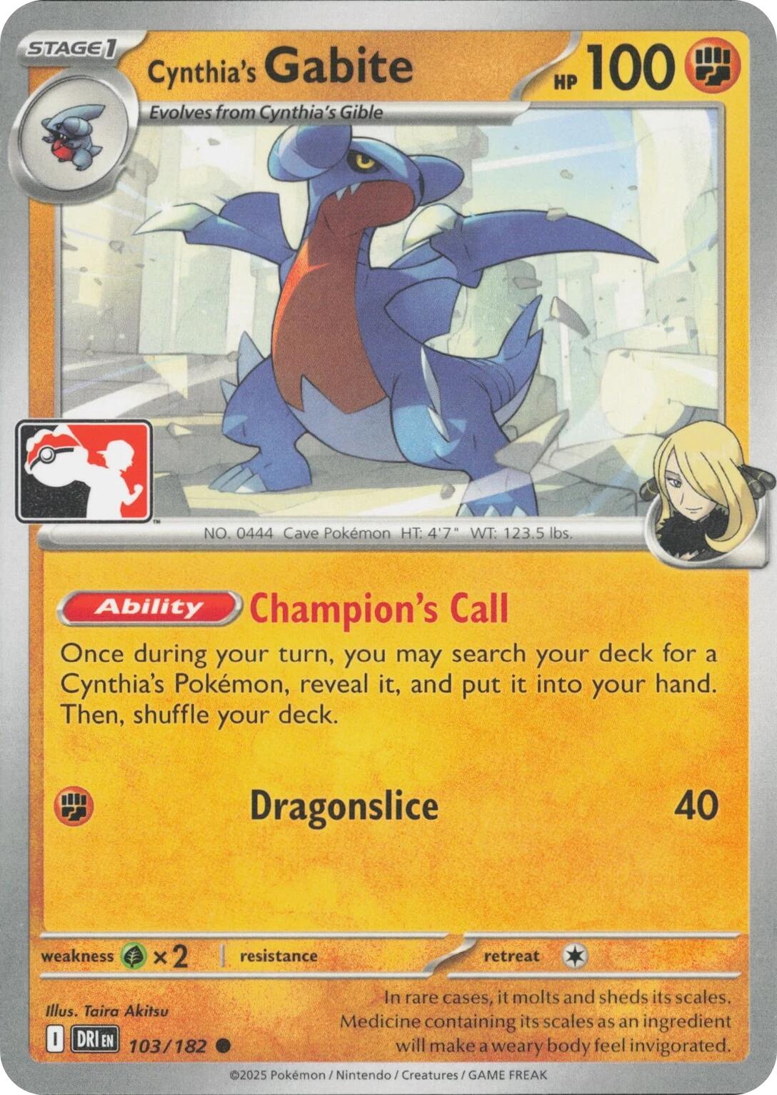 Cynthia's Gabite (103/182) [Prize Pack Series Eight] | Total Play