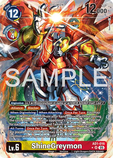 ShineGreymon [AD1-016] (Alternate Art) [Advanced Booster Digimon Generation] | Total Play