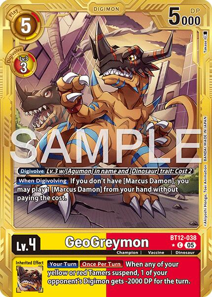 GeoGreymon [BT12-038] - BT12-038 (Gold Border) [Advanced Booster Digimon Generation] | Total Play