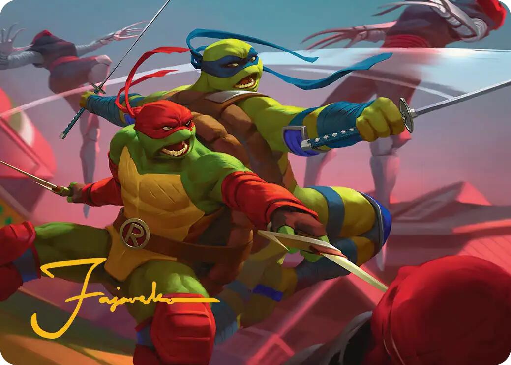Raph & Leo, Sibling Rivals Art Card (Gold-Stamped Signature) [Teenage Mutant Ninja Turtles Art Series] | Total Play