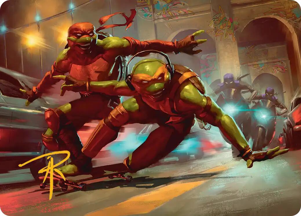 Raph & Mikey, Troublemakers Art Card (Gold-Stamped Signature) [Teenage Mutant Ninja Turtles Art Series] | Total Play