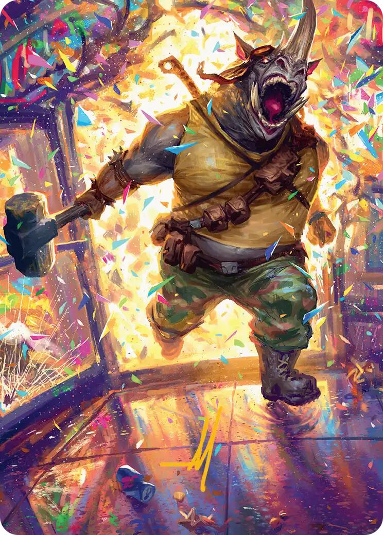 Rocksteady, Rowdy Rhino Art Card (Gold-Stamped Signature) [Teenage Mutant Ninja Turtles Art Series] | Total Play