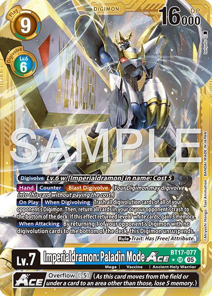 Imperialdramon: Paladin Mode ACE [BT17-077] (Gold Border) [Advanced Booster Digimon Generation] | Total Play