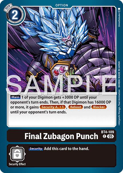 Final Zubagon Punch [BT4-109] (Foil Reprint) [Advanced Booster Digimon Generation] | Total Play