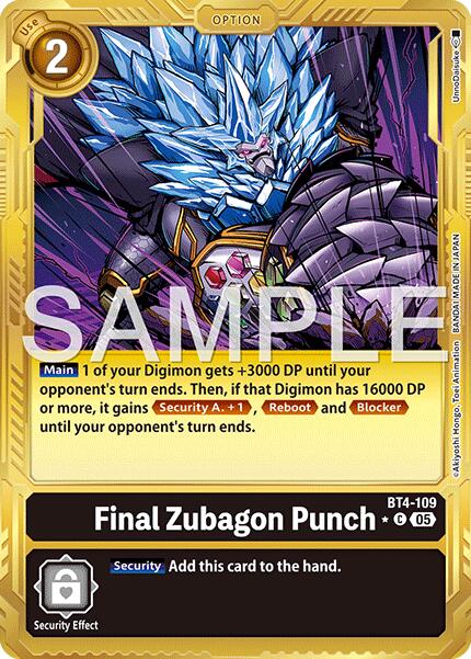 Final Zubagon Punch [BT4-109] (Gold Border) [Advanced Booster Digimon Generation] | Total Play