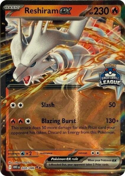 Reshiram ex (020/086) (Great Ball League) [League & Championship Cards] | Total Play