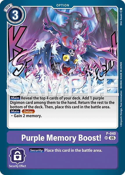 Purple Memory Boost! [P-040] (Reprint) [Advanced Booster Digimon Generation] | Total Play