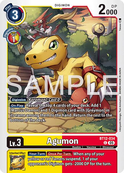 Agumon [BT12-034] - BT12-034 (Reprint) [Advanced Booster Digimon Generation] | Total Play