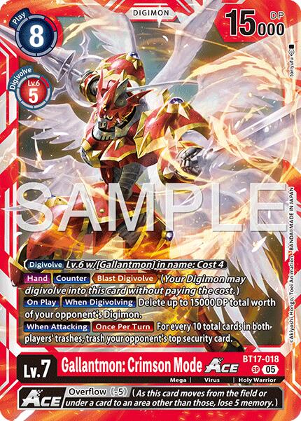 Gallantmon: Crimson Mode ACE [BT17-018] (Reprint) [Advanced Booster Digimon Generation] | Total Play