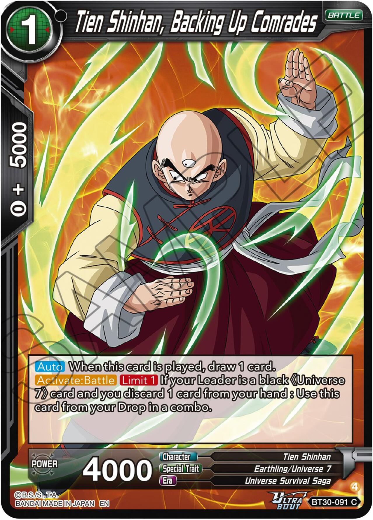Tien Shinhan, Backing Up Comrades (BT30-091) [Three Glorious Fighters] | Total Play