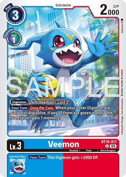 Veemon [BT16-017] (Reprint) [Advanced Booster Digimon Generation] | Total Play