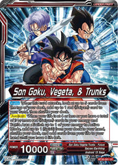 Son Goku, Vegeta, & Trunks // Super Saiyans United (SLR) (BT30-001) [Three Glorious Fighters] | Total Play