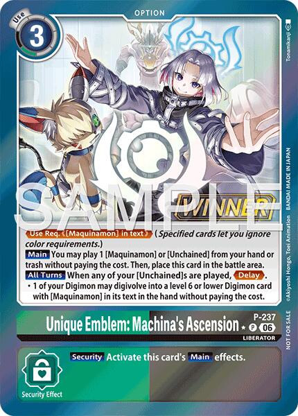 Unique Emblem: Machina's Ascension [P-237] (Store Tournament 2026 Vol. 2 Winner Pack) [Promotional Cards] | Total Play