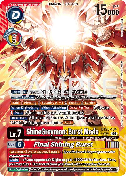 ShineGreymon: Burst Mode // Final Shining Burst [BT25-104] (Alternate Art) [Dual Revolution] | Total Play