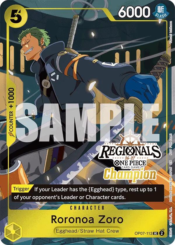 Roronoa Zoro (Regionals Champion Card Set 26-27) [One Piece Promotion Cards] | Total Play