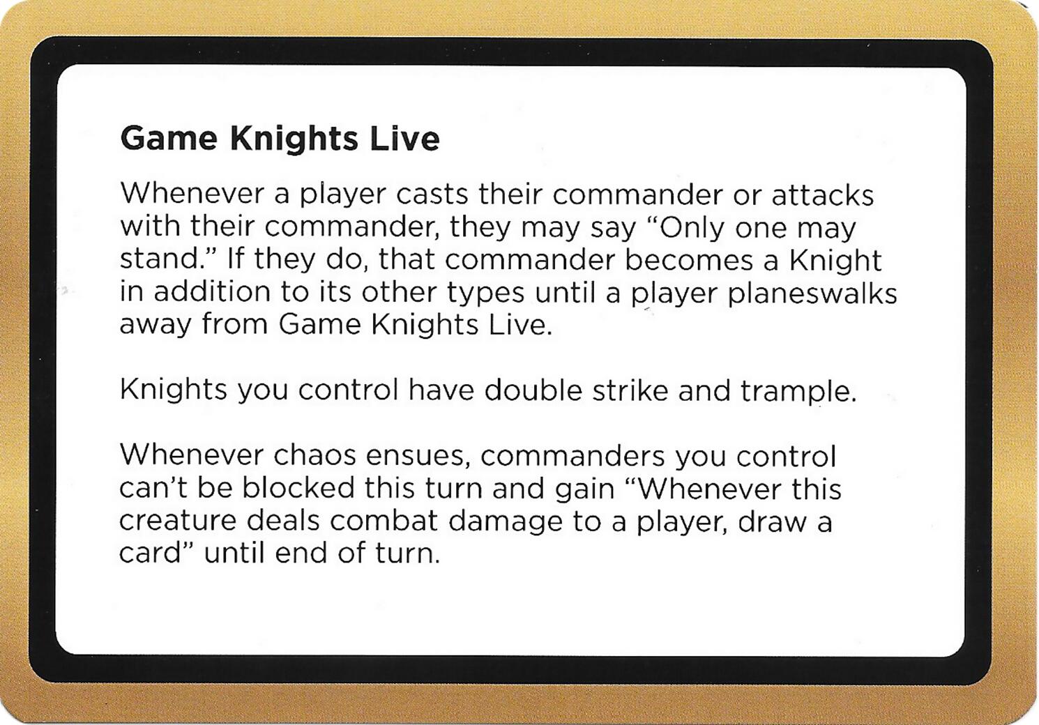 Game Knights Live (Black Lotus Unknown Planechase) [Oversize Cards] | Total Play