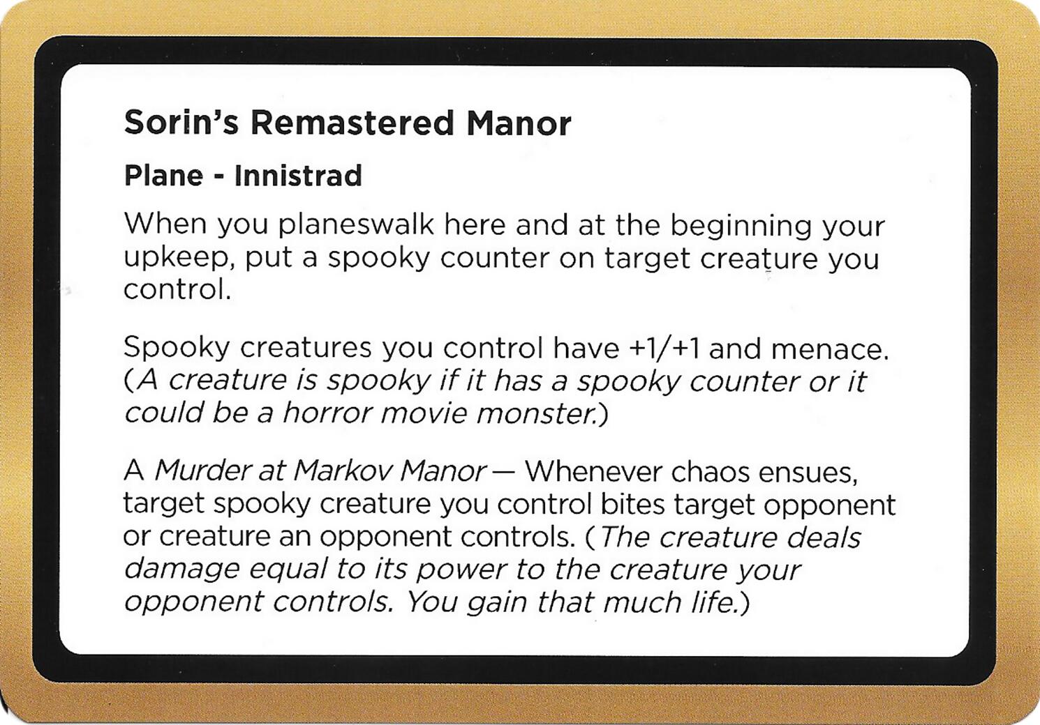 Sorin's Remastered Manor (Black Lotus Unknown Planechase) [Oversize Cards] | Total Play