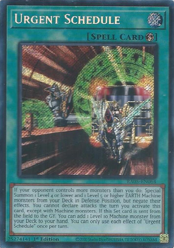 Urgent Schedule (Secret Rare) [RA05-EN064] Secret Rare | Total Play