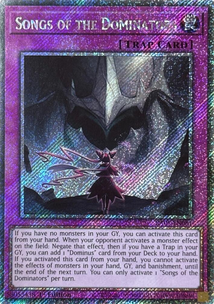 Songs of the Dominators (Platinum Secret Rare) [RA05-EN081] Platinum Secret Rare | Total Play