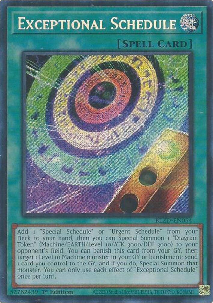 Exceptional Schedule [BLZD-EN054] Secret Rare | Total Play