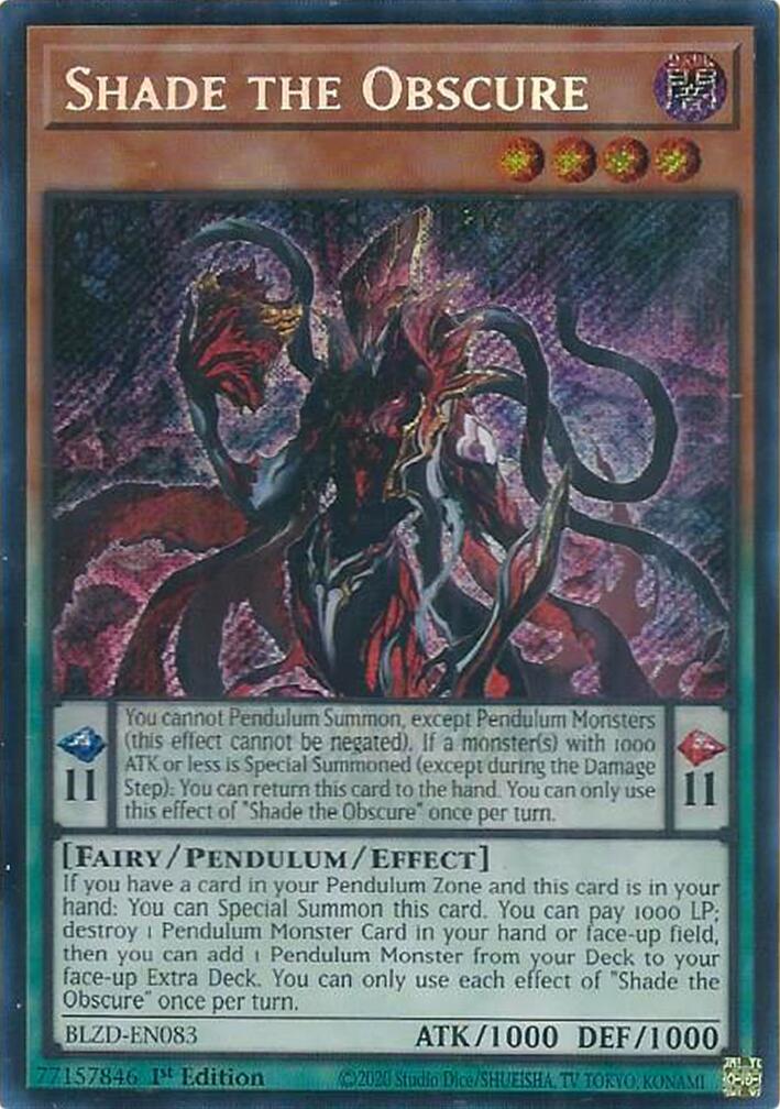Shade the Obscure [BLZD-EN083] Secret Rare | Total Play
