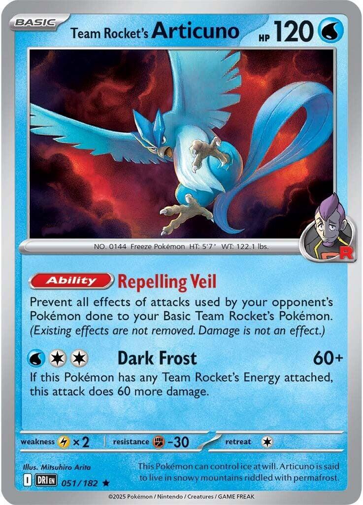 Team Rocket's Articuno (051/182) (Non-Holo) (Deck Exclusive) [Scarlet & Violet: Destined Rivals] | Total Play
