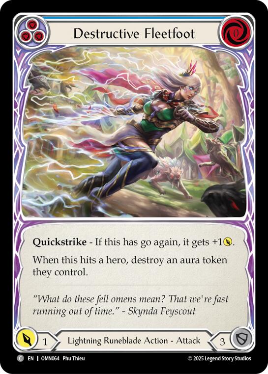Destructive Fleetfoot (Blue) [OMN064] (Omens of the Third Age)  Rainbow Foil | Total Play