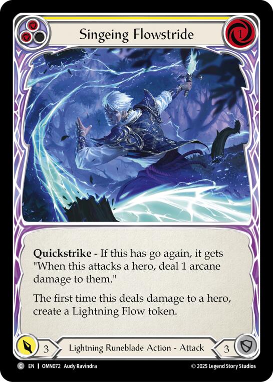 Singeing Flowstride (Yellow) [OMN072] (Omens of the Third Age)  Rainbow Foil | Total Play