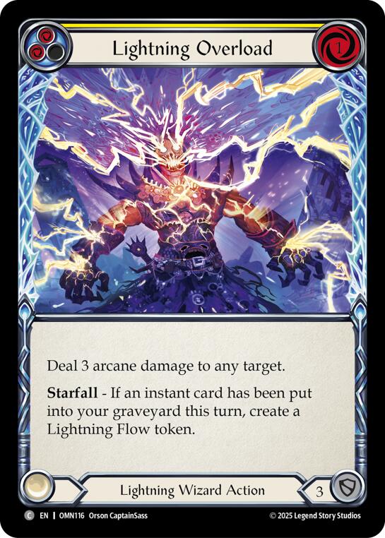 Lightning Overload (Yellow) [OMN116] (Omens of the Third Age)  Rainbow Foil | Total Play